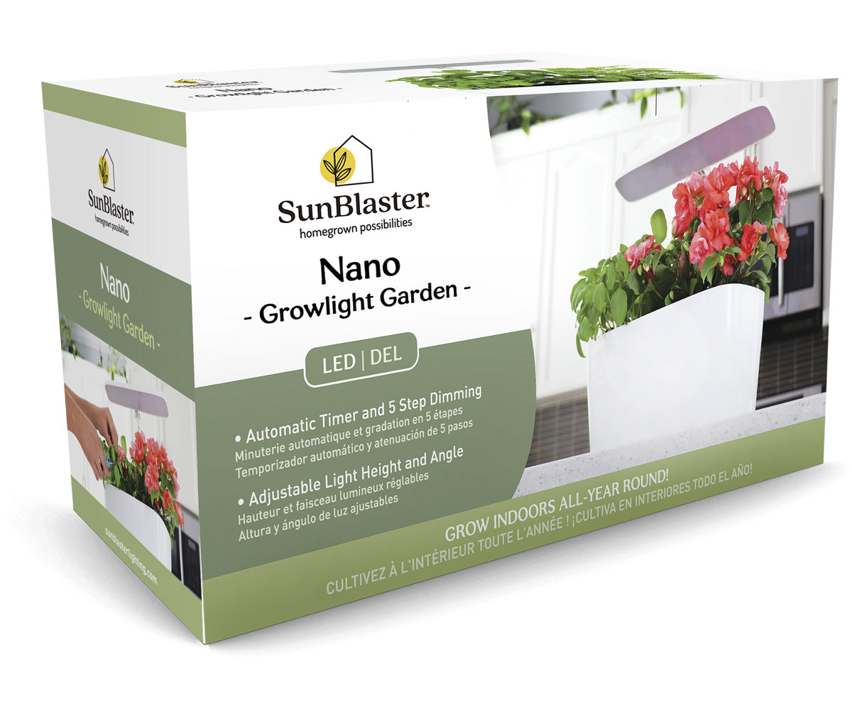 SunBlaster Nano Growlight Garden, w/ LED Grow Light, Timer and Adapter
