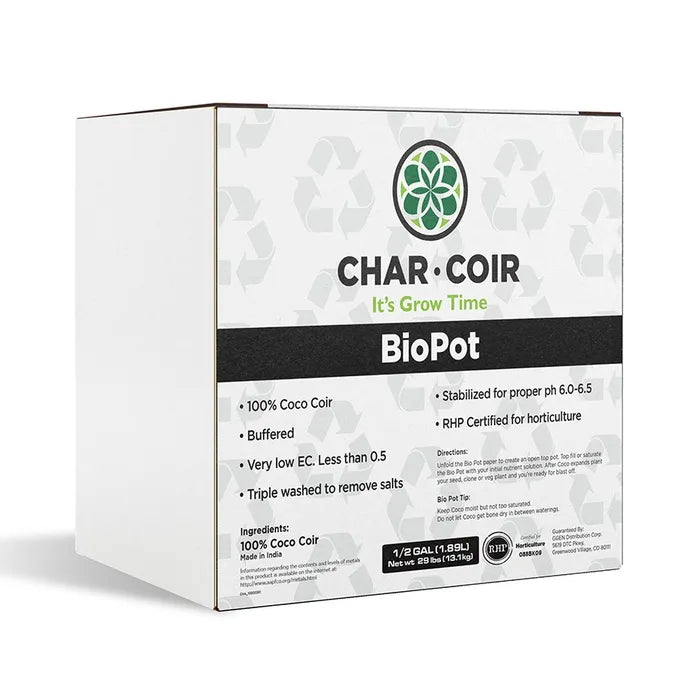 Char Coir Bio-Pot 4" White Box - 1.89L - 1/2 Gallon (Case of 128)