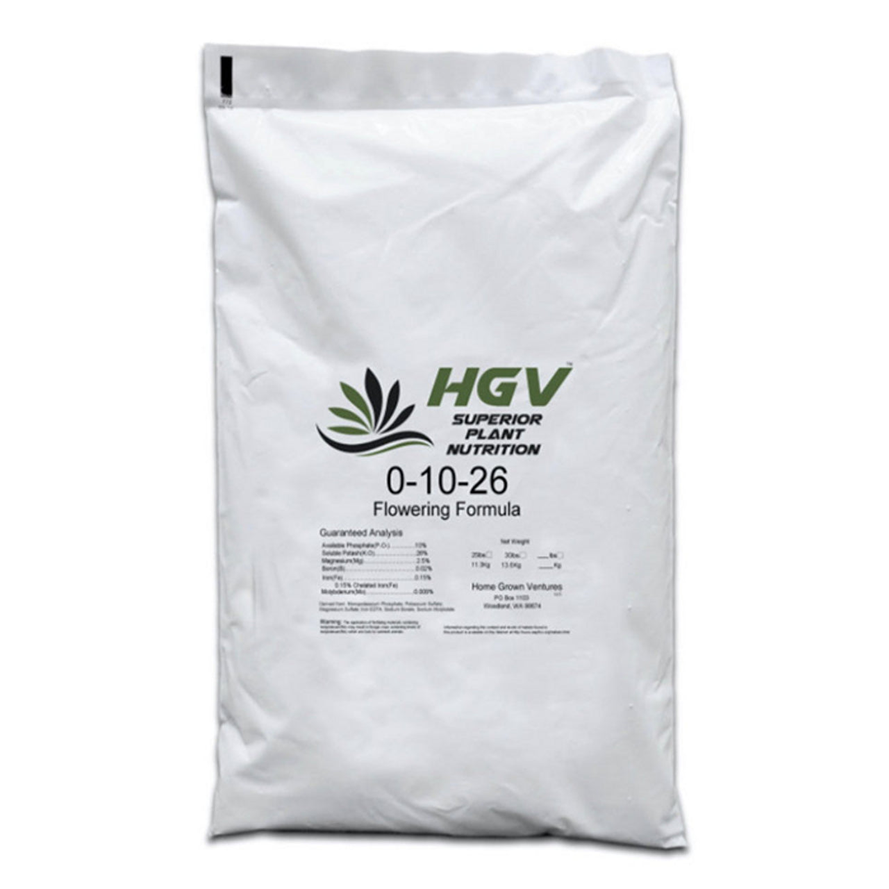 HGV Nutrients Flowering Formula 0-10-26, 25 lbs.