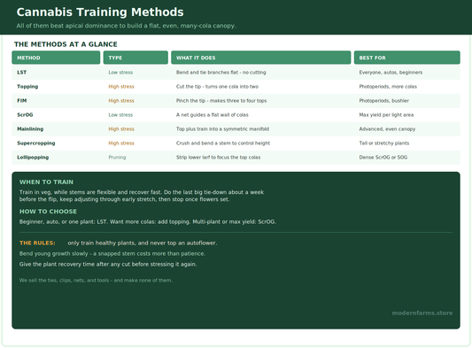 Cannabis Plant Training: LST, Topping, and ScrOG Explained
