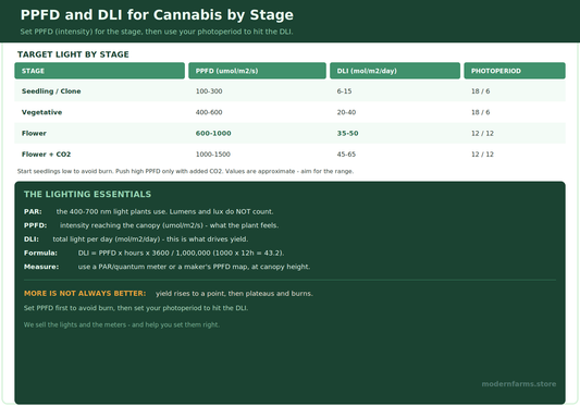 PPFD and DLI for Cannabis: How Much Light Your Plants Need