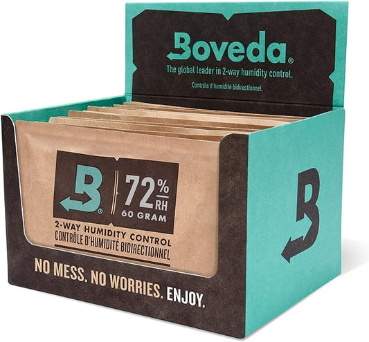 Boveda 72% Two-Way Humidity Control Packs For Wood Humidifier Boxes – 12 Pack – Moisture Absorbers – Humidifier Packs – Individually Wrapped Hydration Packets