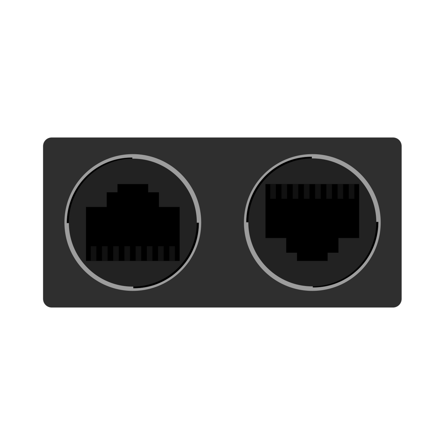 Black Male RJ12 6p6c to Female WP RJ45 8p8c Data Adapter