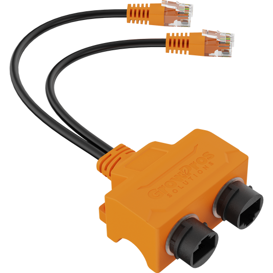 Orange Female WP RJ45 9p8c to Dual Male RJ12 6p6c Data Adapter