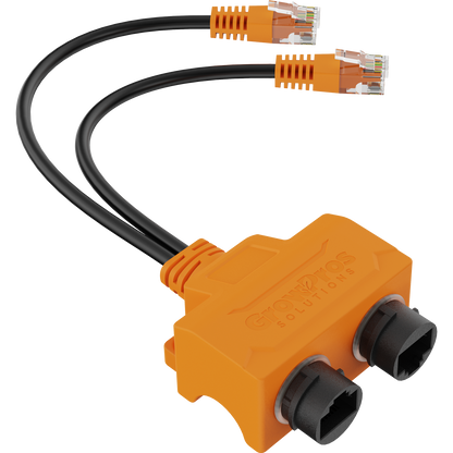 Orange Female WP RJ45 9p8c to Dual Male RJ12 6p6c Data Adapter