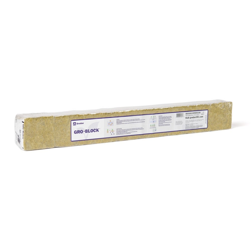 Grodan Improved 4 Block, 3Inches x 3Inches x 2.5Inches, no hole, shrink wrapped, on strip, Case of 384