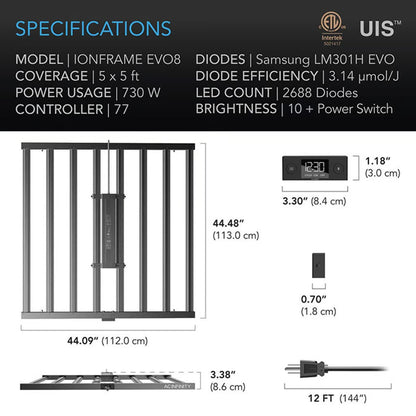 AC Infinity IONFRAME EVO6 500 Watt LED Grow Light With Samsung LM301H EVO Diodes